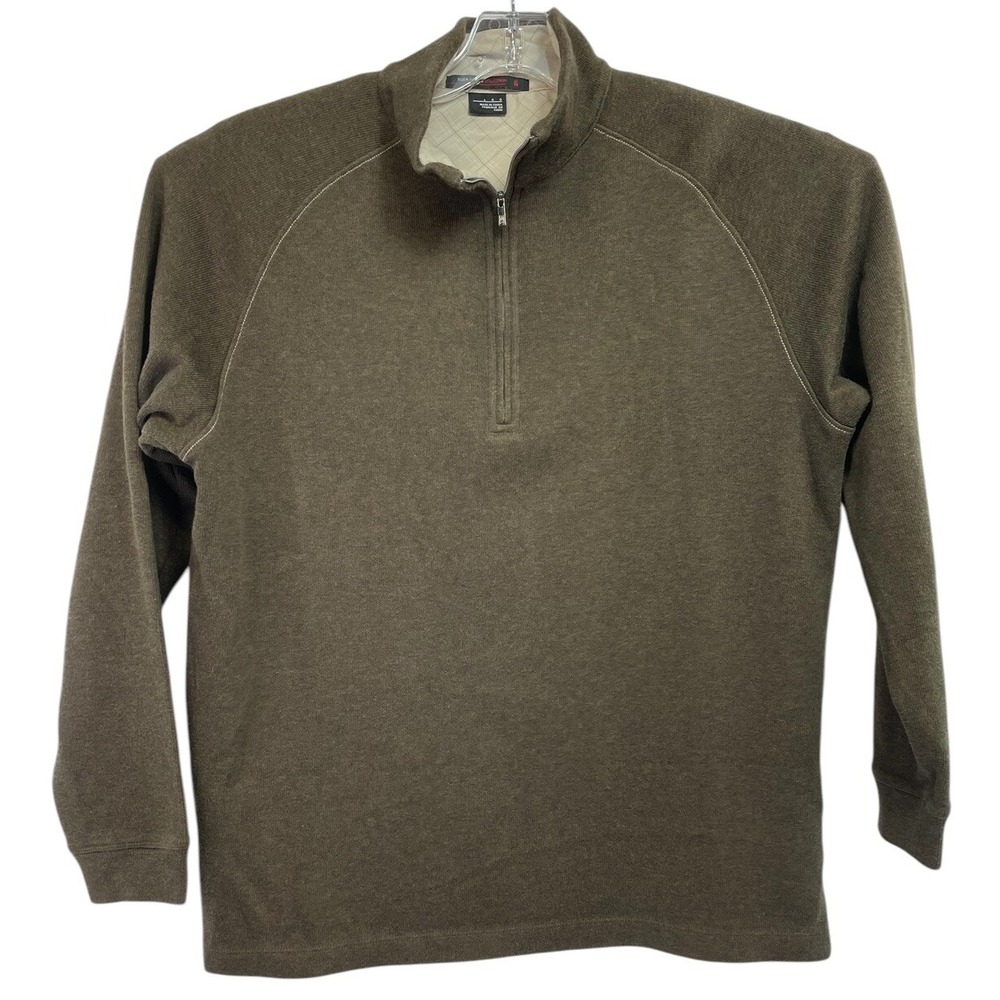 Tiger Woods Collection 1/4 Zip Brown Sz Large Golf Pullover Shirt Sweater (C45)